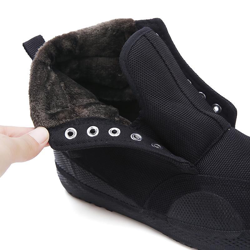 Men's Winter High-Top Canvas Boots with Velvet Lining - Warm, Durable, Cold-Proof Work Shoes