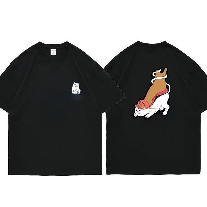 2025 New S Cat Trendy Brand Personalized American High Street Short-sleeved T-shirt Loose Summer Ins Colthing