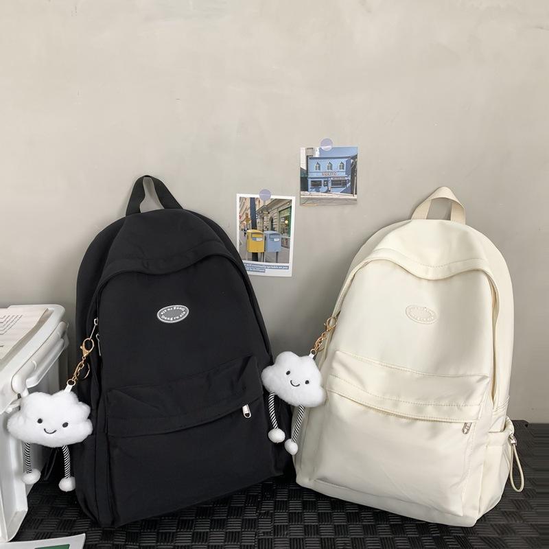 Schoolbagins Solid Color Casual Versatile Junior High School Student Large Capacity Backpack 1011 New Korean Edition College Style Backpack