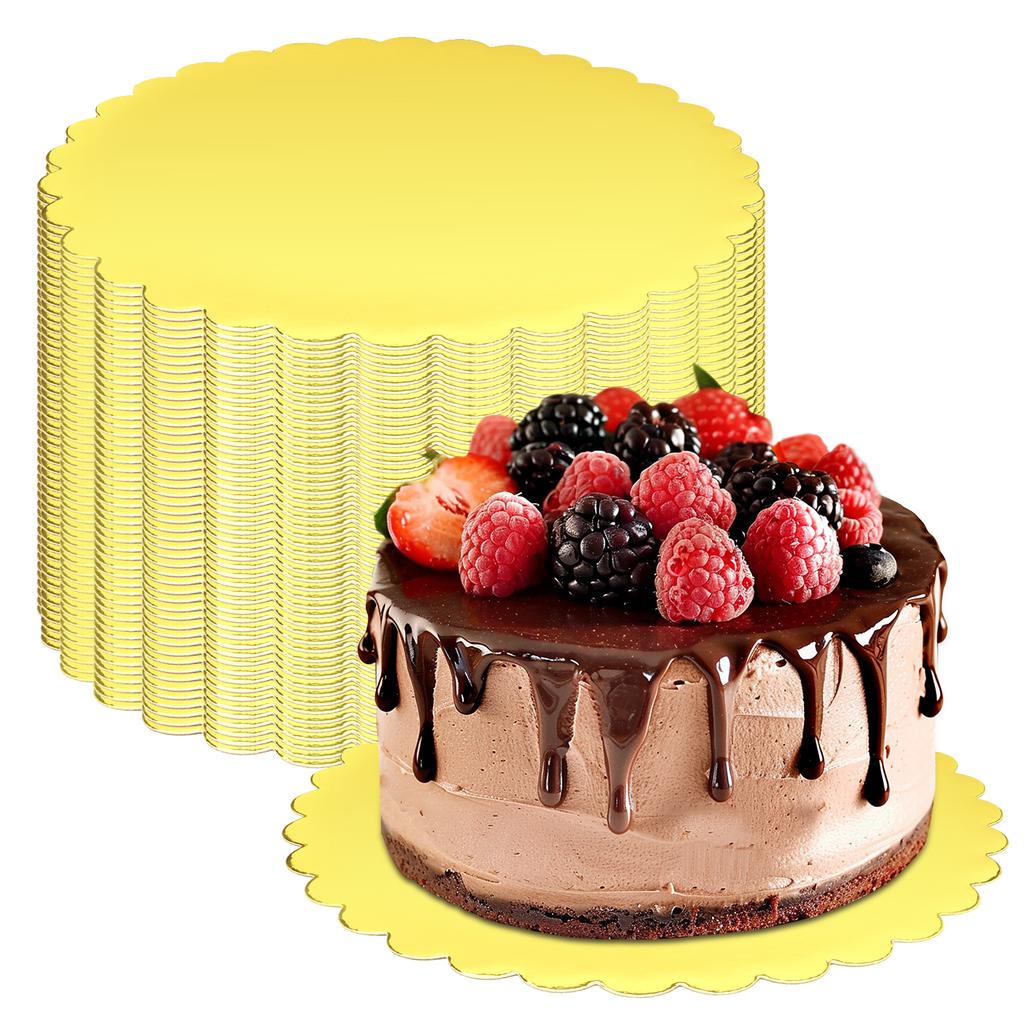 50/100Pcs 10'' Round Cake Base Board Corrugated Paper Circle Dessert Display Base Plate Gold Cake Circle Board for Home Baking