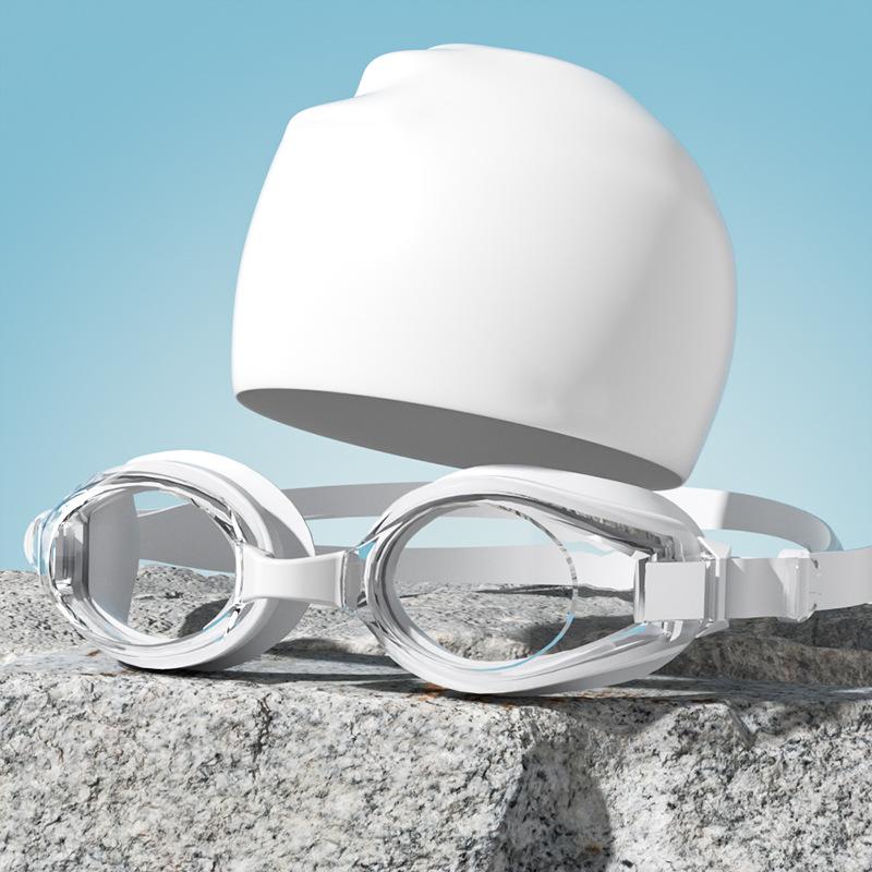 Swimming Goggles Cap Adult HD Anti-fog Swimming Goggles Waterproof Silicone Swim Glasses Anti-UV Swim Eyewear