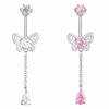 Zircon Belly Button Rings Stainless Steel Butterfly Heart Navel Piercing Shiny  Belly Ring For Women Body Jewelry
