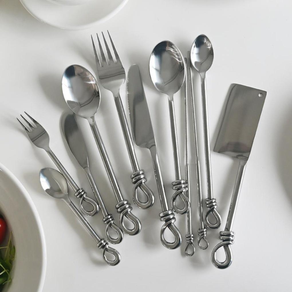 Stainless Steel Knothead Knot Cutlery Dessert Spoon Dinner Fork Spoon Set