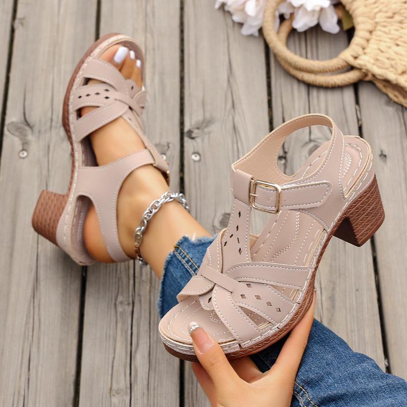 2025 Women Summer Trend Comfort Sandals Fashion Versatile Heels Shoes Lightweight High Heel Sandals New Shoes for