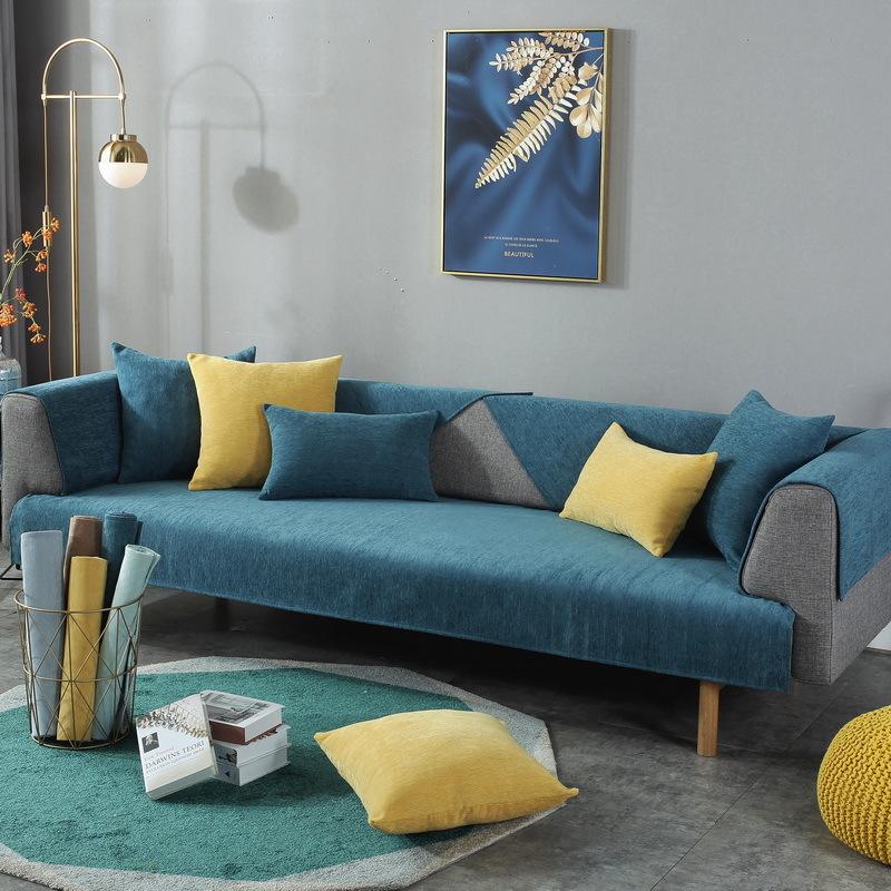 

Высококачественный однотонный утолщенный чехол для дивана из синели, силиконовый противоскользящий низ, мягкое на ощупь универсальное секционное полотенце для дивана 1 Pillowcase 45cm