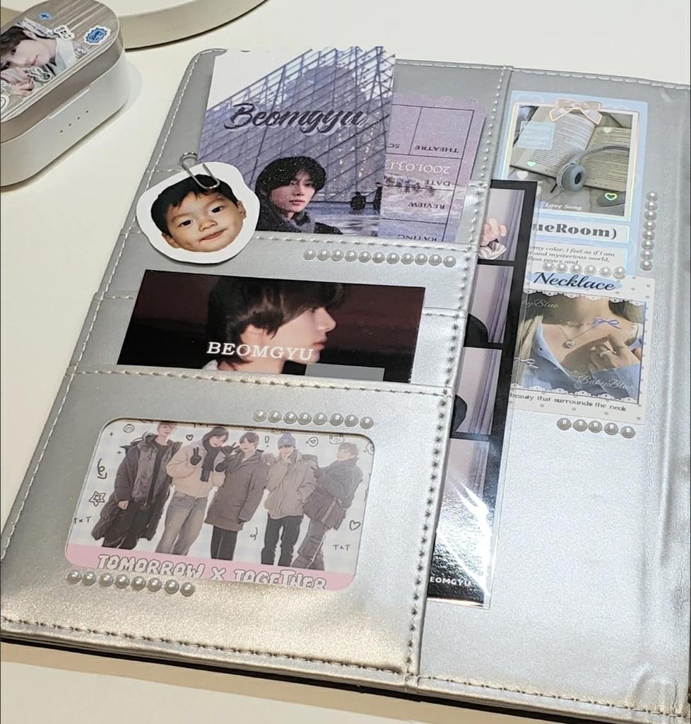 MINKYS PU Leather Silver A5 Kpop Photocards Collect Binder Idol Photo Card Book Idol Storage Album Stationery