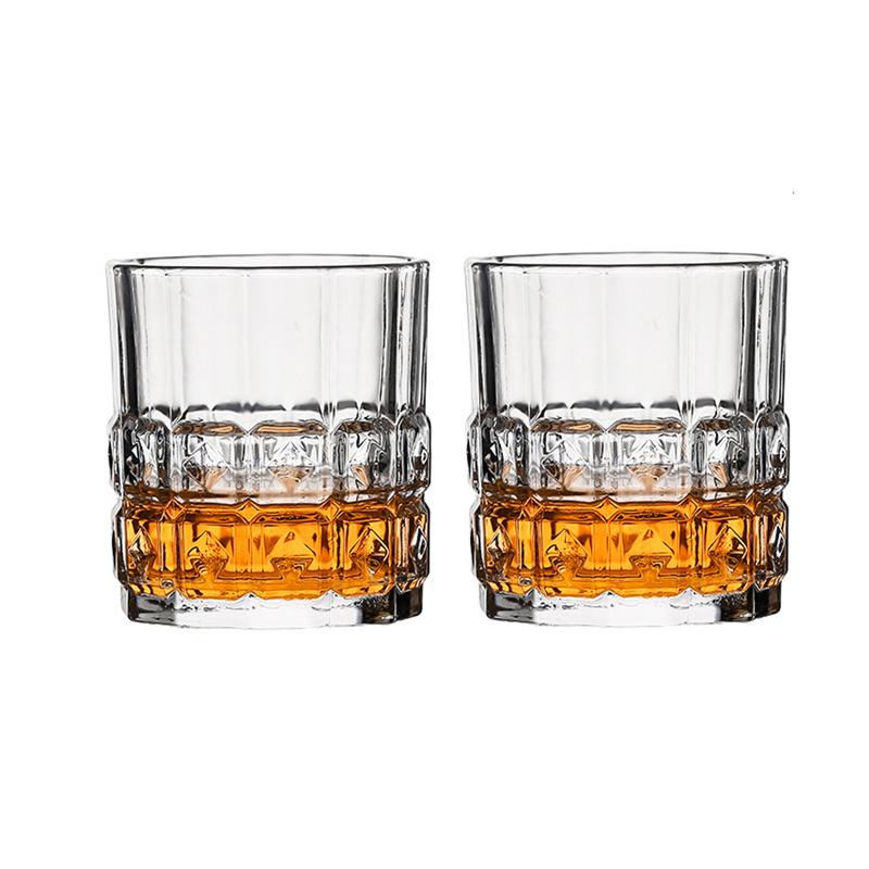 

225ml/280ml Cocktail Glass High End Relief Whiskey Glass Bar Creative Glass Cup Luxury Wine Glass Transparent Brandy Mojito Cups 2pcs