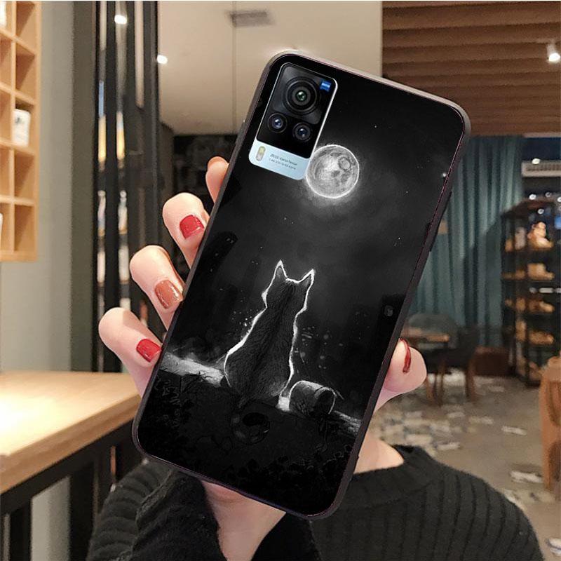 Black Cat Phone Case for VIVO V21E V21 V23 V23E V2109 Y53S Y33S Y55 Y76 Y31 Y21 Y72 Y01 Y21S Y11S