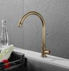 Brass Kitchen Faucet Antique Finish Single Handle High Quality Retro Only Cold Water Faucet 360 Swivel Basin Sink Tap Brush Gold