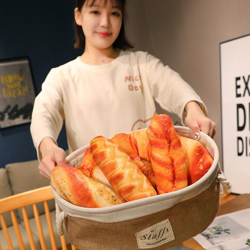 20-110cm French Bread Plush Throw Pillow Soft Realistic Printed and Dyeing Pillow Sofa Kitchen Decoration Party Gift