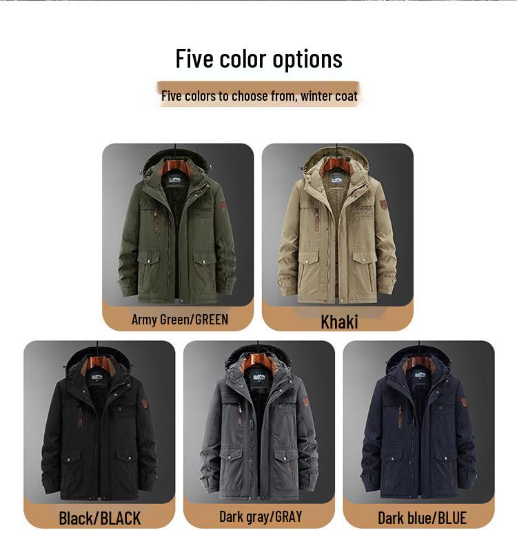 Men's Slim Fit Thickened Fleece-Lined Cotton Jacket for Middle-Aged & Elderly