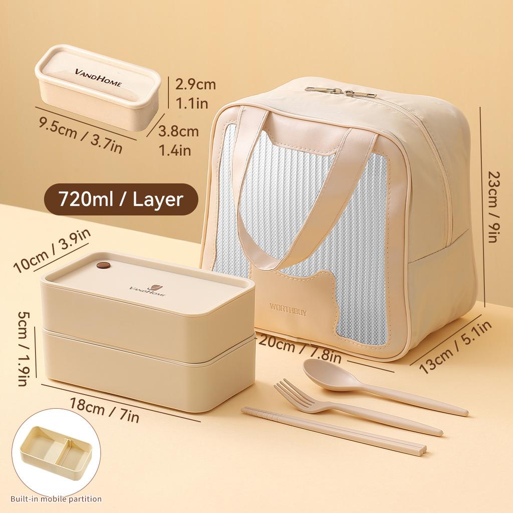 WORTHBUY Portable Divided Plastic Bento Lunch Box With Lid Microwave Heatable Stackable Sealed Lunch Contianer For Students Kids
