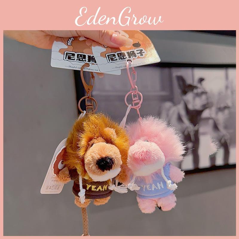 Cute Letter Embroidered Hoodie Nien Lion Plush Toy Pendant Keychain For Bags And Keys