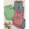 Women's Elegant Style Simple Fresh Line Letter Combination Gift Print Pattern Round Neck3Sleeveless Vest Spring/summer Women's Top