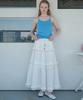 Opening Sunshine Lace Contrast Tiered Cotton Maxi Skirt White