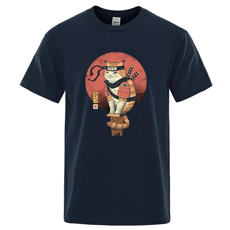Mens High Quality Tshirt 100cotton Loose Short Sleeve Funny Knife Cat Print Loose Summer Men Tshirt Cool Tshirt Men Tees