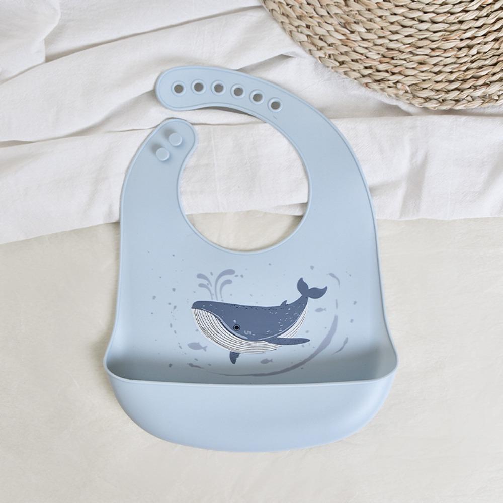 Soft Silicone Baby Bibs with Food Catcher Teething Drooling Bib  For Girls Boys Toddlers