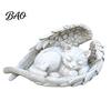 Outdoor Garden Statues Pet Memorial Statue with Angel Wings, Dog/Cat Durable Resin Dog Remembrance Gifts Sculpture, Weather Resistant Commemorative