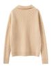 2025 Autumn/Winter Blue Slimming Cable Knit Cashmere Sweater with Lapel and Half-Zip