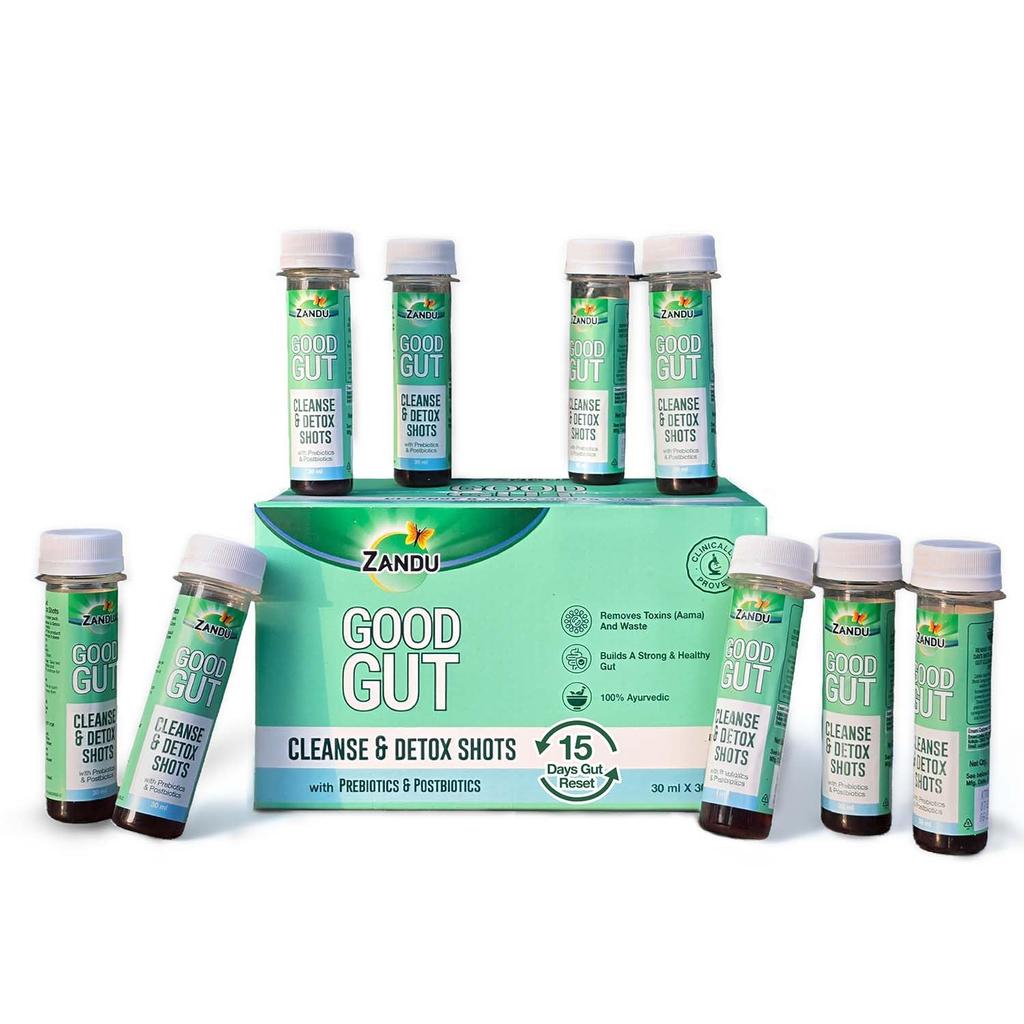 Zandu Gute Darmreinigung & Entgiftung (30ml X 30 Schuss) Packung mit 1 15-Tage-Darm-Reset mit Präbiotika Postbiotika