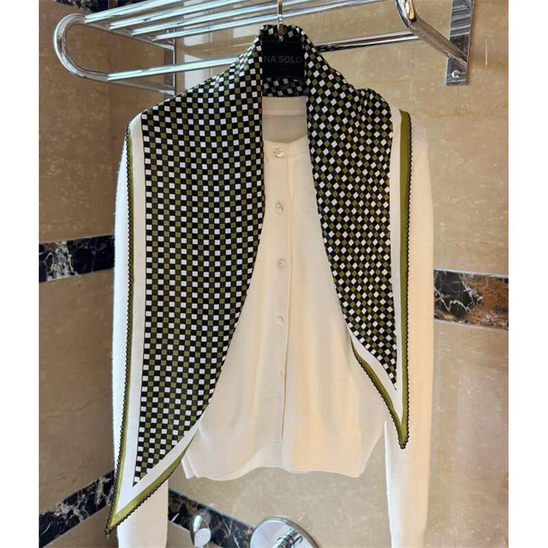 NINA SOLOR Plaid Mulberry Silk Scarf