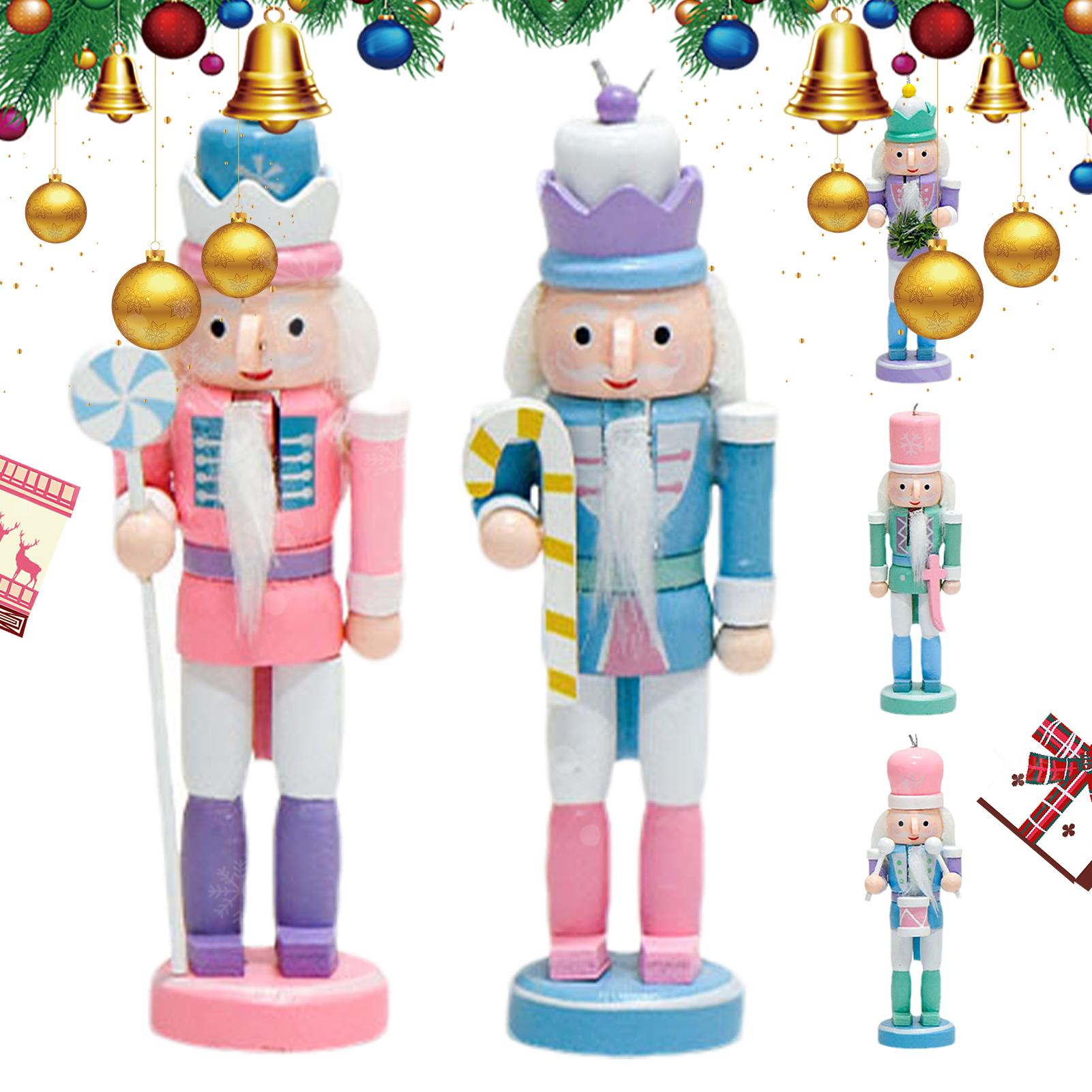 Рождественские Щелкунчики Фигурки 5 Штук Праздничные Куклы Декор Деревянный Рождественский Щелкунчик Для Дома Книжной Полки Прихожей CN
