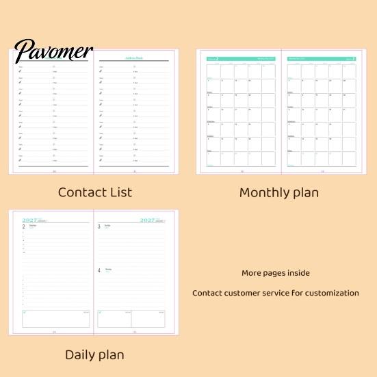 Personal Productivity Diary 2027 A5 Daily Planner, Vertical Grain Hardcover 320 Page Thick Paper Writing Journal Schedule Notebook, English
