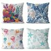 Seafloor Wonders Jellyfish  Starfish Pillow Covers Pattern Cushion Cover Suitable For Sofa Bedroom Car Pillow Cover