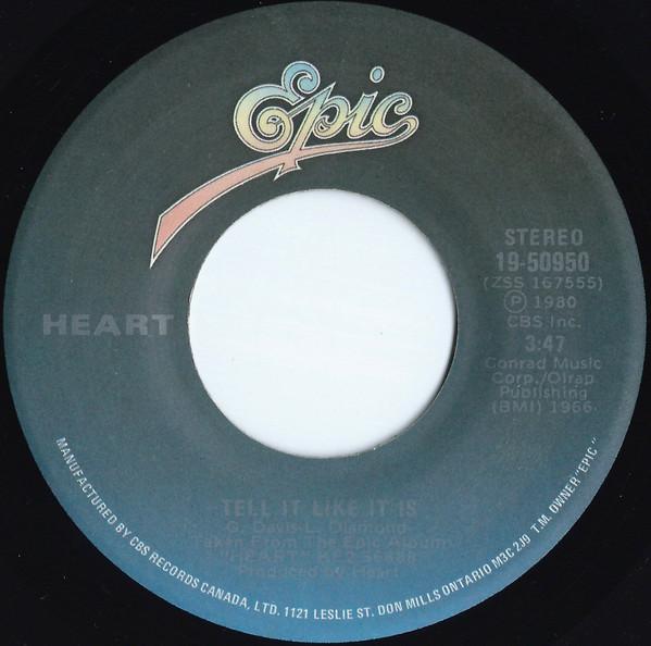 

7inch Record HEART - Tell It Like It Is 1950950 Epic 1980 Canada Rock Used