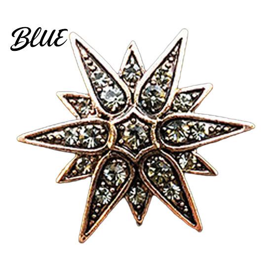 Alloy Lapel Pin 1/2Pcs Double-Layered Eight-Pointed Star with Rhinestones Thickened