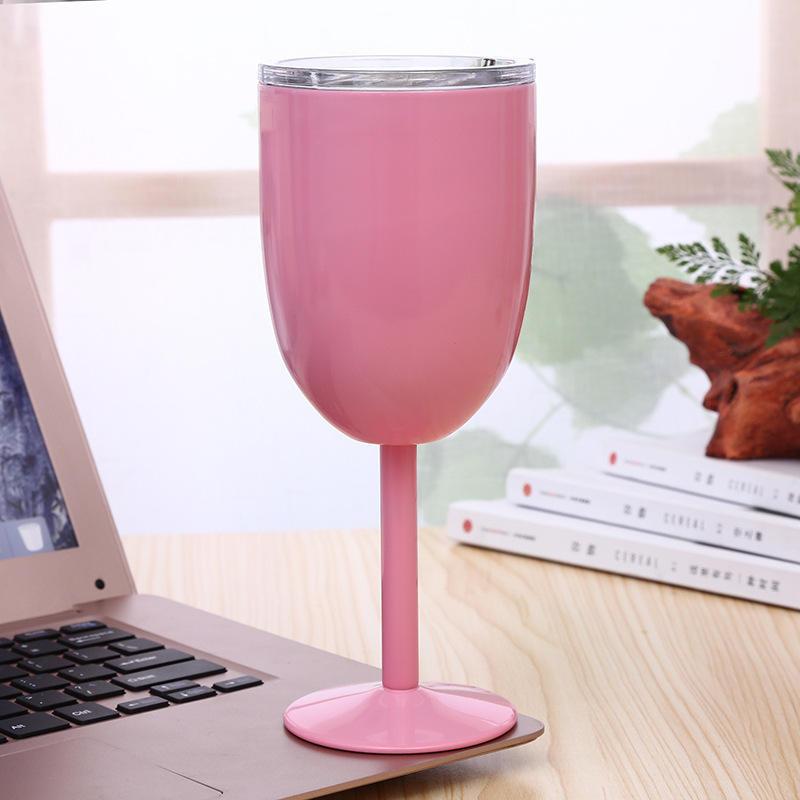 Bicchiere da vino termico in acciaio inossidabile con coperchio a cannuccia, bicchiere da viaggio con stelo, bicchiere in acciaio inossidabile con cannuccia