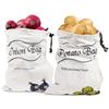 2Pcs Reusable Cotton Vegetable and Fruit Storage Bags Eco Friendly Drawstring Produce Fresh Keeping Pouches for Kitchen Refrigerator Freezer