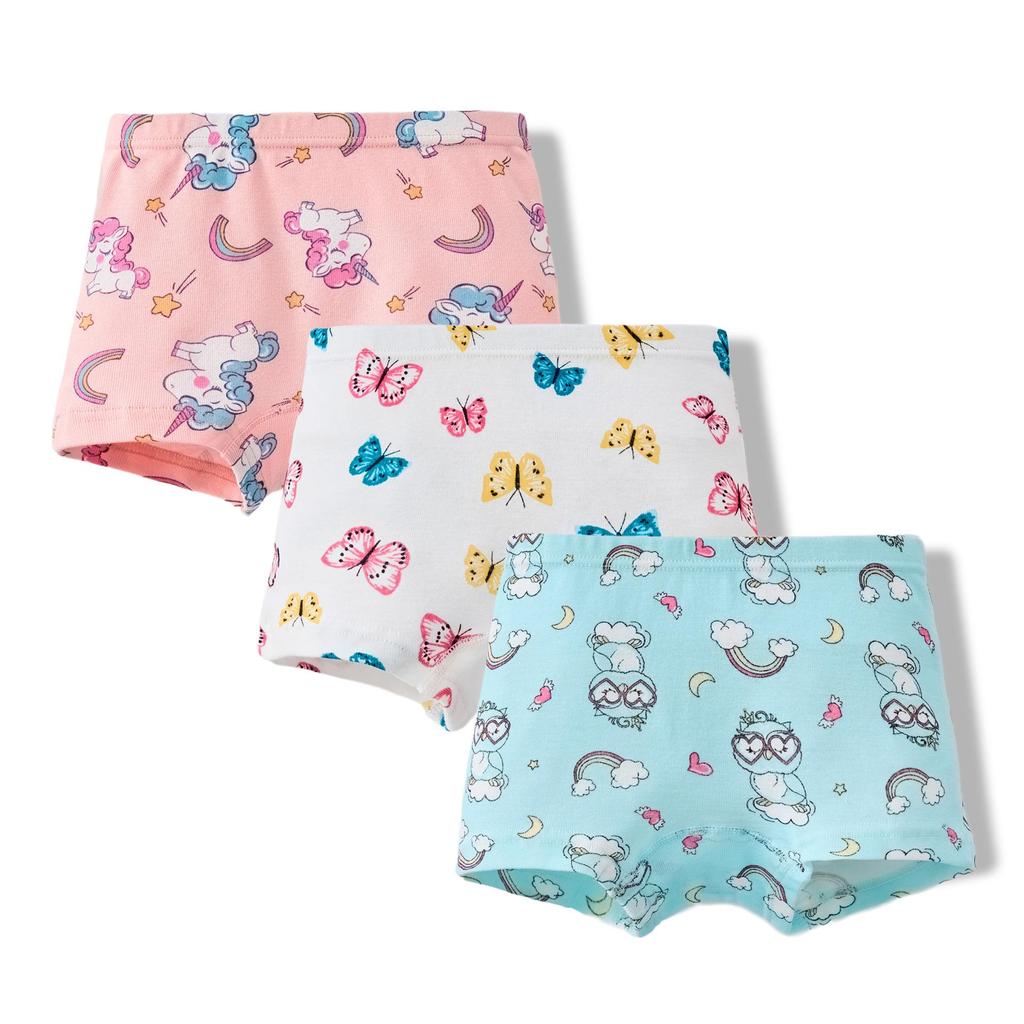 Girls' Pure Cotton Cartoon Boxer Briefs - Breathable School Shorts