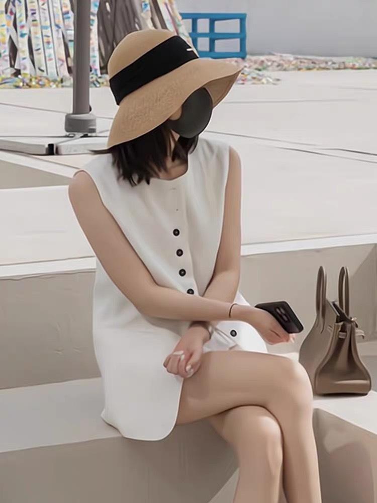 2024 Summer Women's Luxury Minimalist Linen Vest and Shorts Set