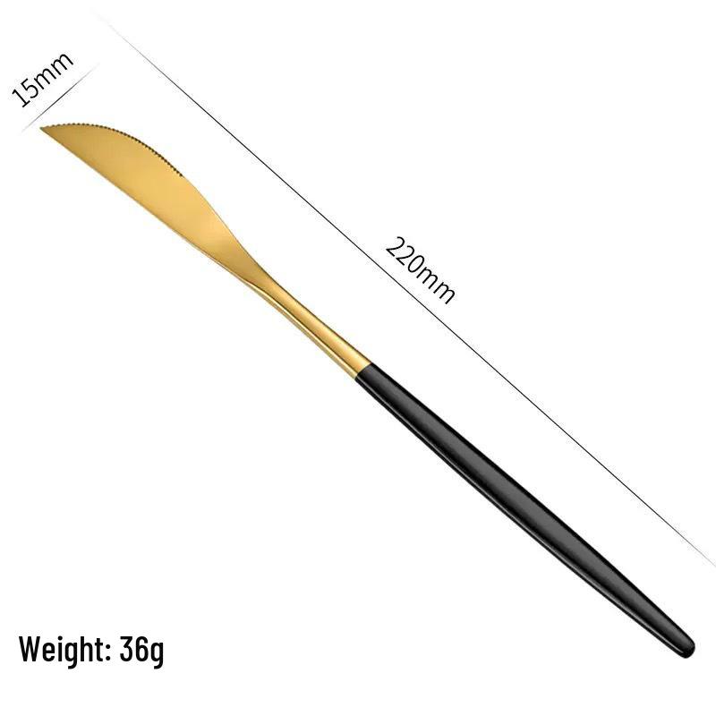 Gold Spray 410 Stainless Steel Cutlery Set (4-Piece) - Steak Knife, Fork, Spoon & Teaspoon - Ideal for Gift-Giving