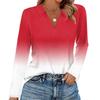 Women's Fashion Casual Lapel Short Long Sleeve Print Shirt Women's V-Neck Tops