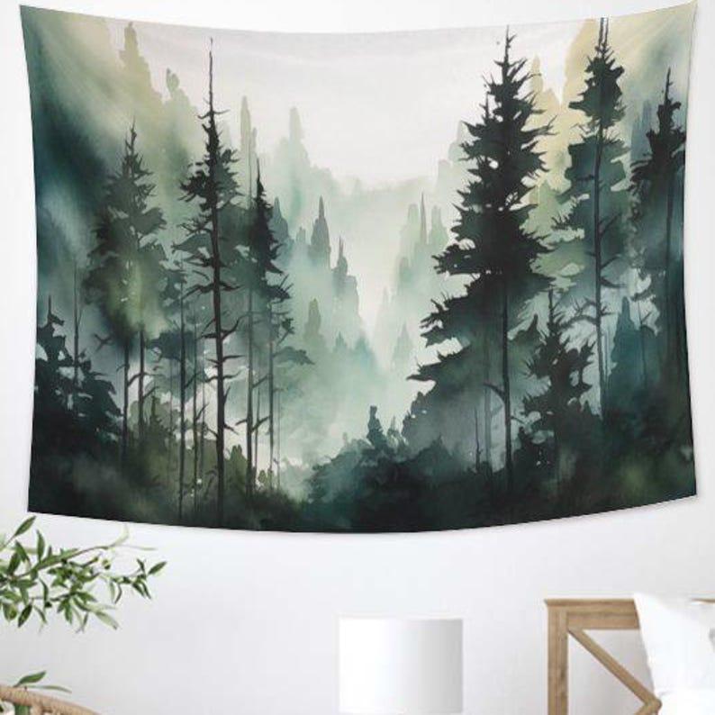 Watercolor Landscape tapestry 75x100 чёрный