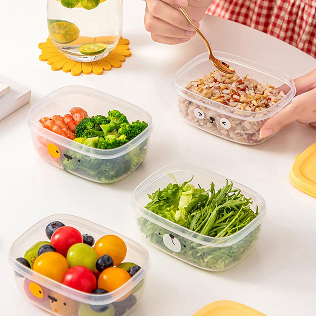 Food Storage Containers with Lids Freshness Preservation Microwave Heating Available Cartoon Freezer Containers Beige