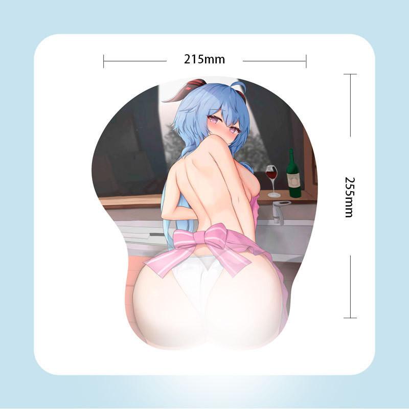 Adorable Two-dimensional 3d Chest Anime Mouse Pad With Soft Ergonomic Design