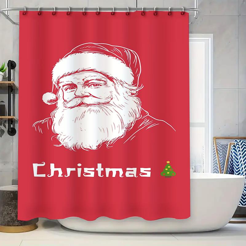 Tuniu Charming Christmas Santa Claus Bathroom Shower Curtain Festive Holiday Decor Fun Cute Holiday Decor Waterproof Fabric For