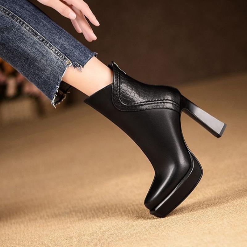 Women's High Heels Boots Sexy Pointed Toe High Heels Leather Boot Designer Chelsea Ankle Boots for Women Dress Boots Botas Mujer