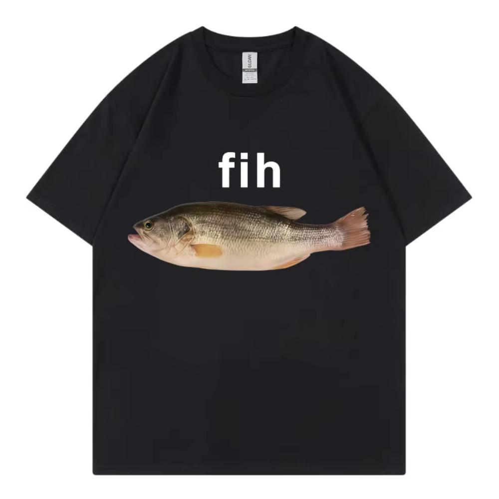 

Funny Fih Fish Meme Tshirts High Quality Fashion Short Sleeve T Shirts Men Women Casual Loose Cotton Tshirts Summer Streetwear M