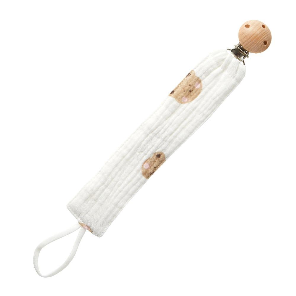 Safe Wooden Nipple Holder Clips Cotton Gauze Pacifier Holder Teether Toy Chain Newborn Soother little bear