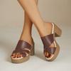 Women's Plus Size Casual Platform Slide Sandals, Comfortable Summer Shoes