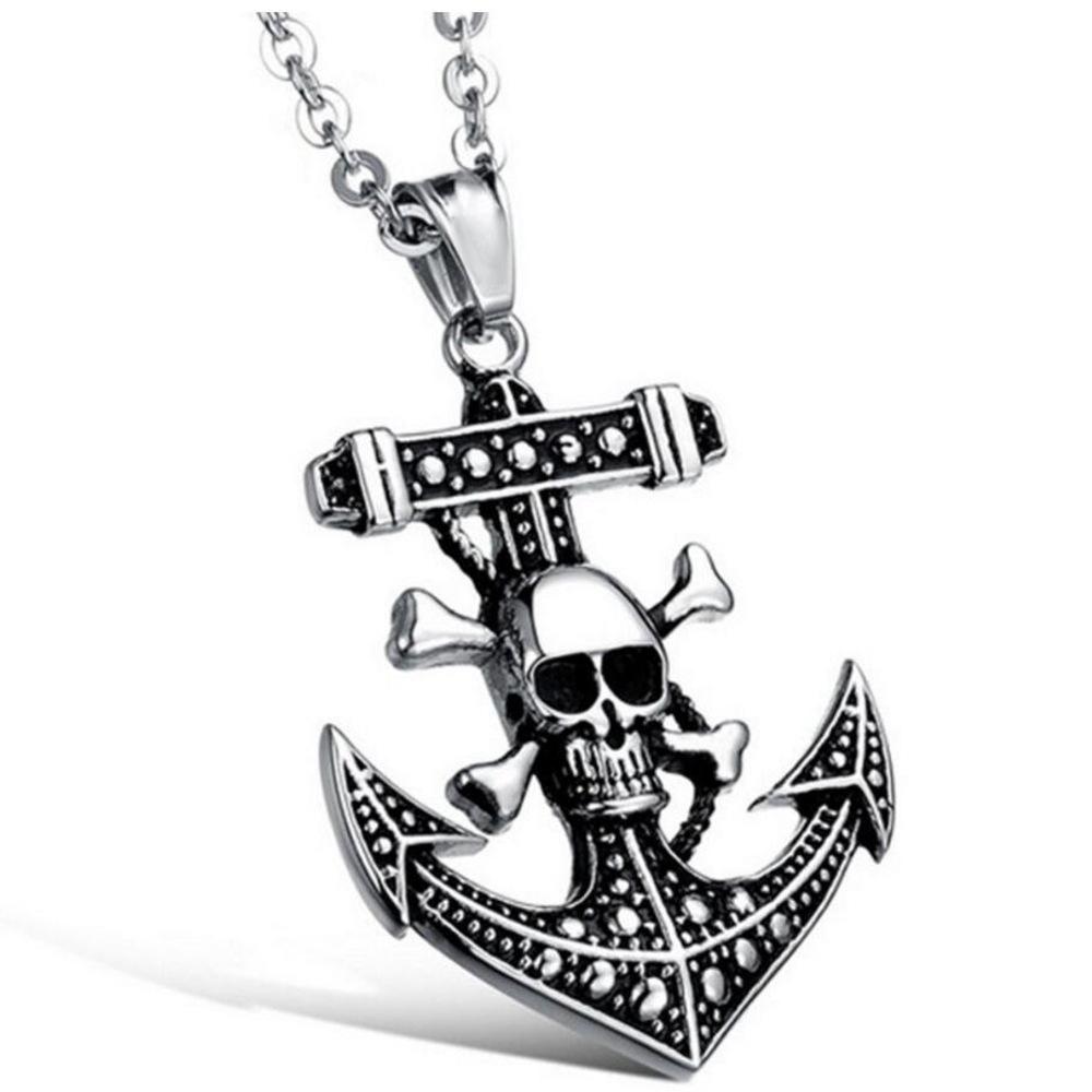 One Piece Skull Head Anchor Necklace, Jewelry Domineering Men'S Collarbone Chain