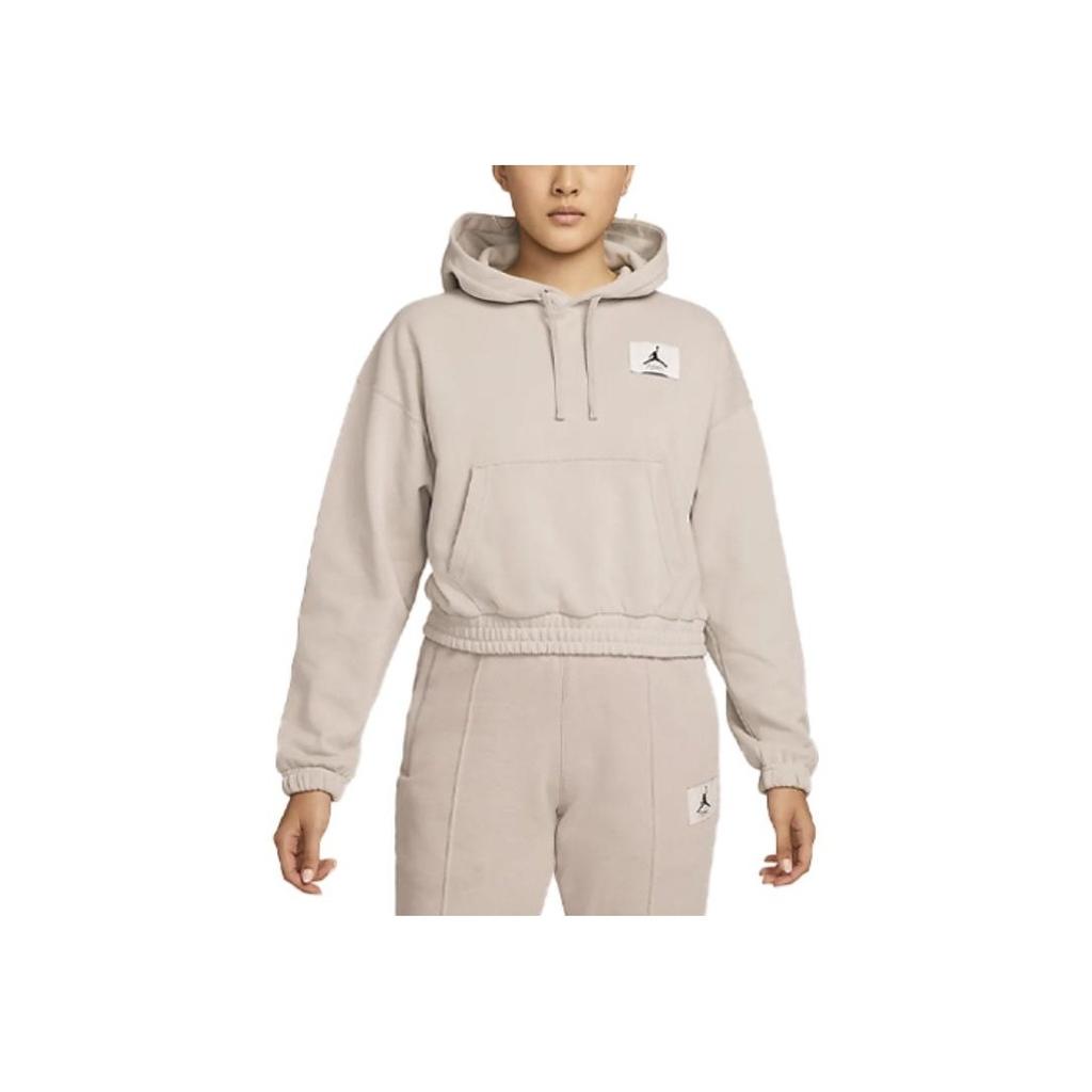 Jordan Essentials Casual Sport Knit Loose Hoodie Crop Top Women Tops Light-Iron-Ore DD6999-012