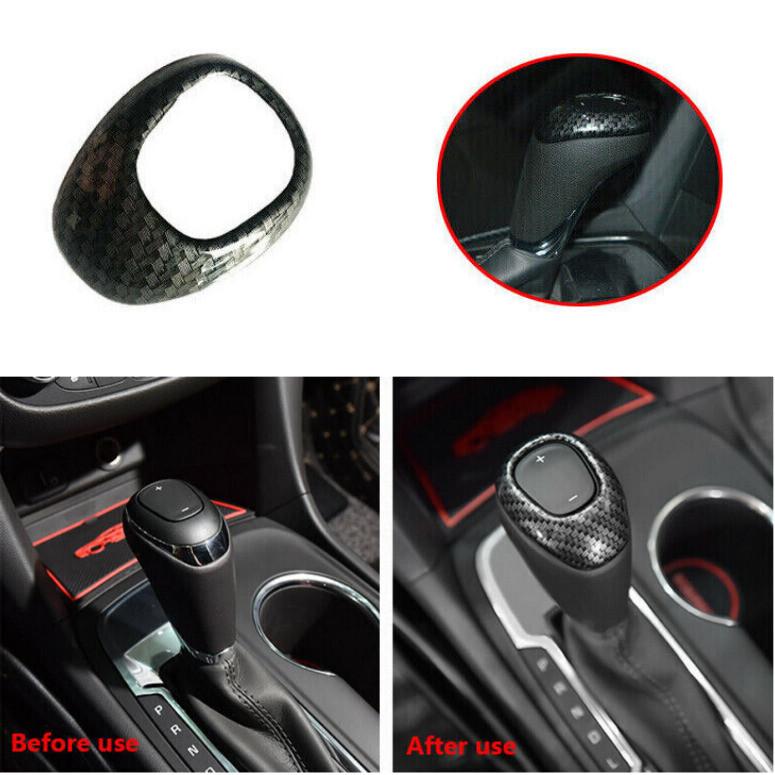 For Chevrolet Equinox 2018- Car Carbon ABS Grain Gear Shift Knob Cover Trim