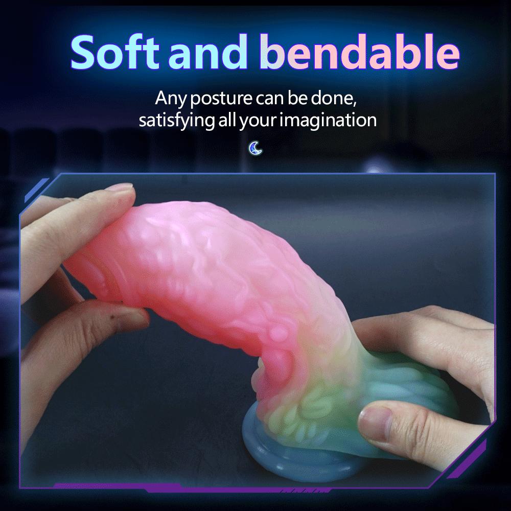 Candy Color Luminous Dildo Fluorescent Mixed Color Dildo Soft Alien Anal Plug Potřeby pro ženy pro dospělé sexuální hračky Tekuté