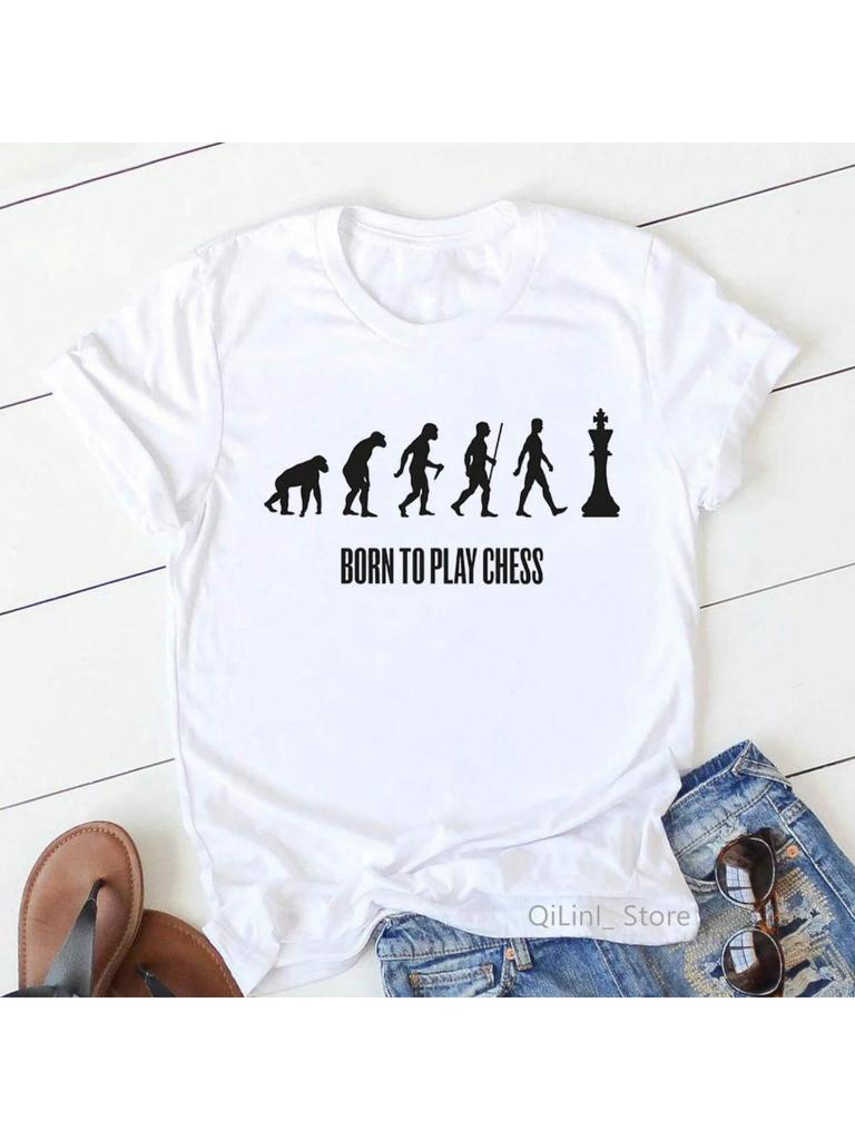 Funny Born To Play Chess T Shirts Summer Top Female T-Shirt Graphic Tees Wounisex Chess Lover Gift Present Student's Casual Clothes