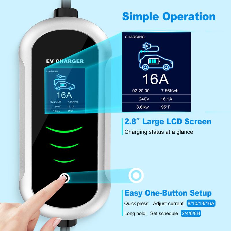 JDMEX 3.5kw Type1 Portable EV Charger 7M Cable With NEMA 6-20P Plug J1772 Charger For Electric Car  EVSE Charging 16A EV Charger